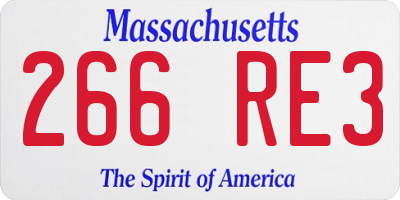 MA license plate 266RE3