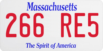 MA license plate 266RE5