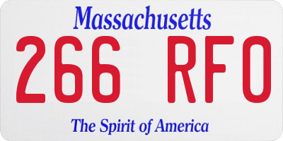 MA license plate 266RF0