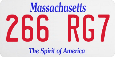 MA license plate 266RG7