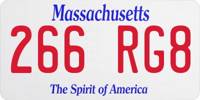 MA license plate 266RG8