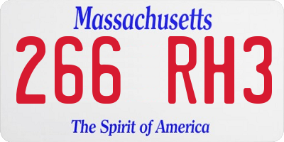 MA license plate 266RH3