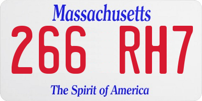 MA license plate 266RH7