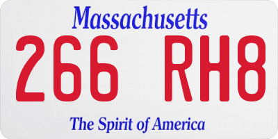 MA license plate 266RH8