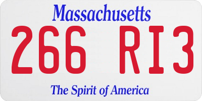 MA license plate 266RI3