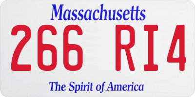 MA license plate 266RI4