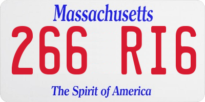 MA license plate 266RI6