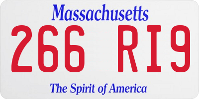 MA license plate 266RI9