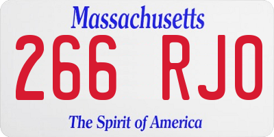MA license plate 266RJ0