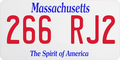MA license plate 266RJ2