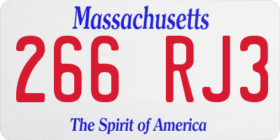 MA license plate 266RJ3
