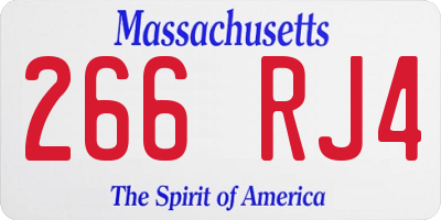 MA license plate 266RJ4