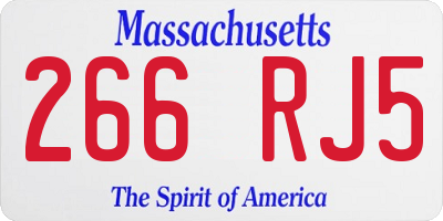 MA license plate 266RJ5