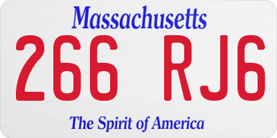 MA license plate 266RJ6