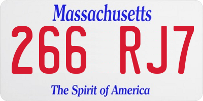 MA license plate 266RJ7