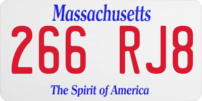 MA license plate 266RJ8