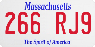 MA license plate 266RJ9