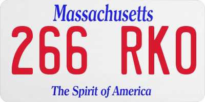 MA license plate 266RK0