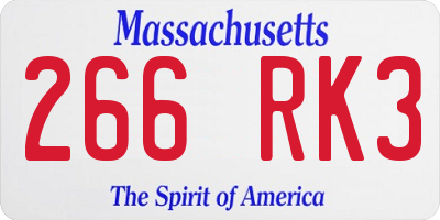 MA license plate 266RK3