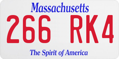 MA license plate 266RK4