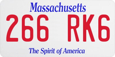 MA license plate 266RK6