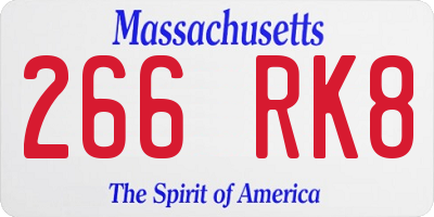 MA license plate 266RK8