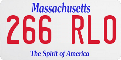 MA license plate 266RL0