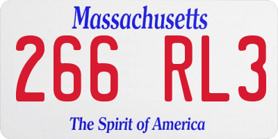 MA license plate 266RL3