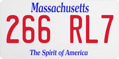 MA license plate 266RL7