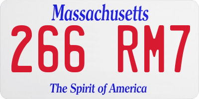 MA license plate 266RM7