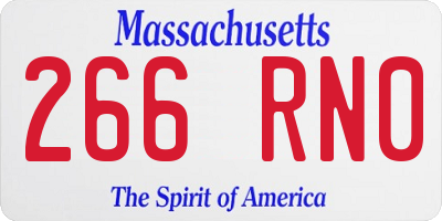 MA license plate 266RN0