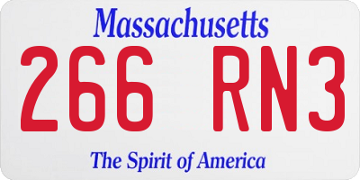 MA license plate 266RN3