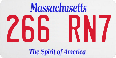 MA license plate 266RN7