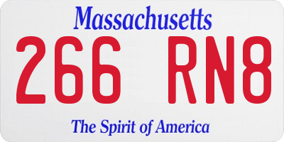 MA license plate 266RN8