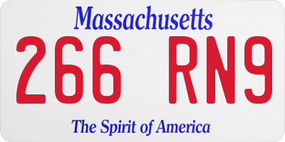 MA license plate 266RN9