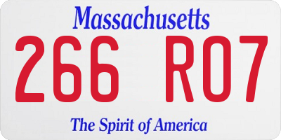 MA license plate 266RO7