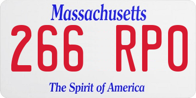 MA license plate 266RP0
