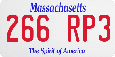 MA license plate 266RP3
