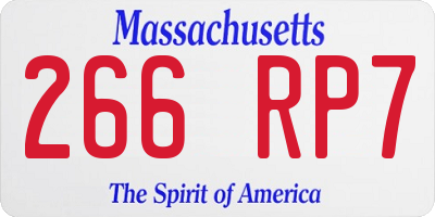 MA license plate 266RP7