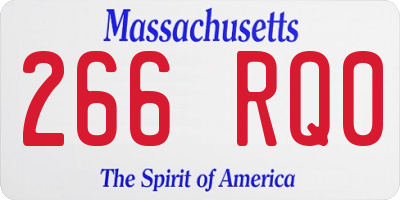 MA license plate 266RQ0