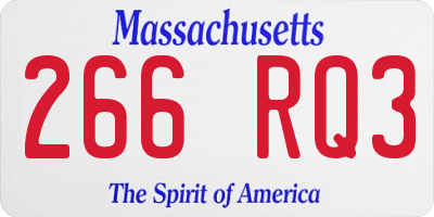 MA license plate 266RQ3