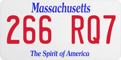 MA license plate 266RQ7