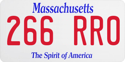 MA license plate 266RR0