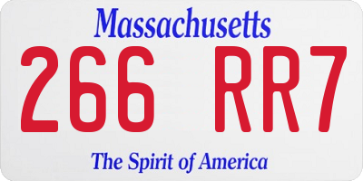 MA license plate 266RR7