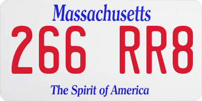 MA license plate 266RR8