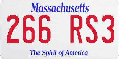 MA license plate 266RS3