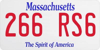 MA license plate 266RS6