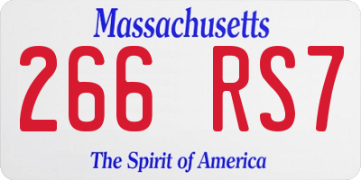 MA license plate 266RS7