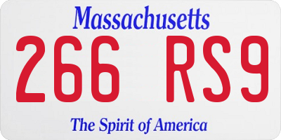 MA license plate 266RS9