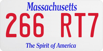 MA license plate 266RT7